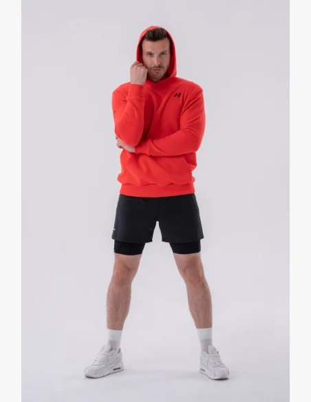 NEBBIA • NEBBIA Mikina přes hlavu s kapucí a přední kapsou červená • Nebshop.cz