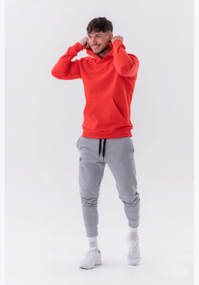 NEBBIA • NEBBIA Mikina přes hlavu s kapucí a přední kapsou červená • Nebshop.cz