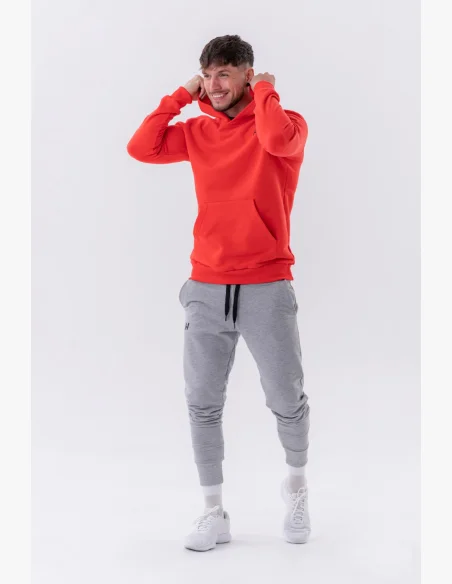 NEBBIA • NEBBIA Mikina přes hlavu s kapucí a přední kapsou červená • Nebshop.cz