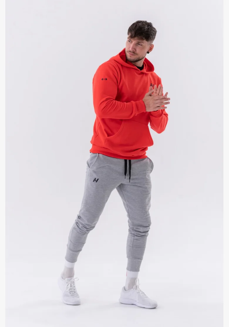 NEBBIA • NEBBIA Mikina přes hlavu s kapucí a přední kapsou červená • Nebshop.cz
