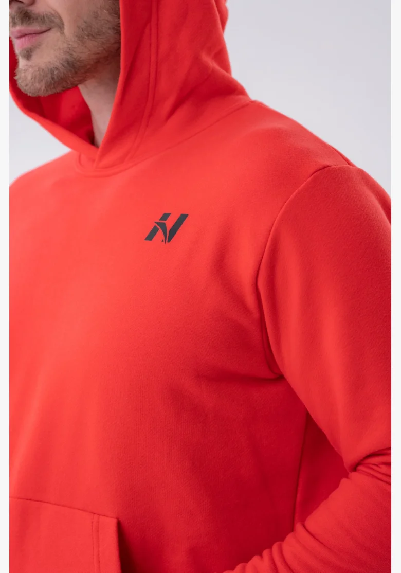 NEBBIA • NEBBIA Mikina přes hlavu s kapucí a přední kapsou červená • Nebshop.cz