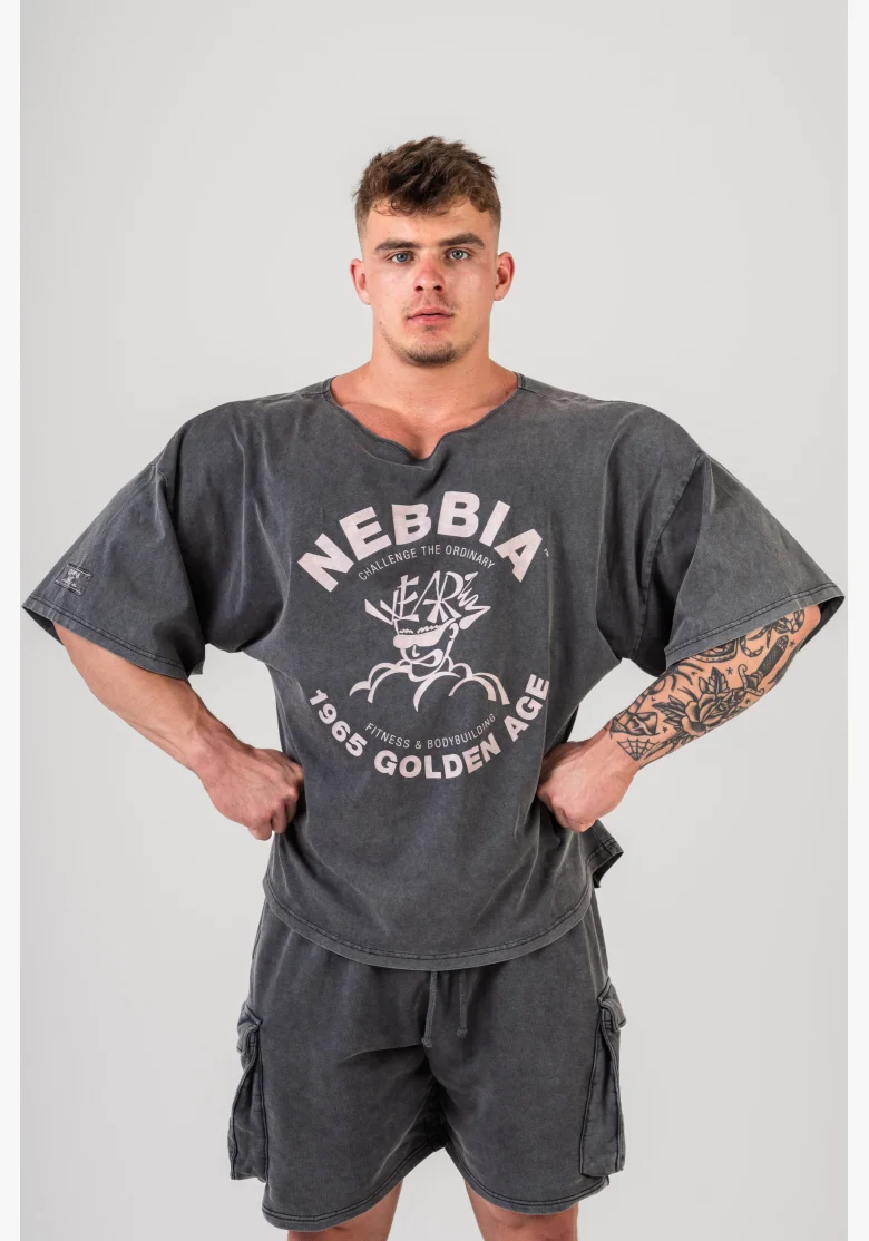 NEBBIA • NEBBIA Washed bavlnený rag top GOLDEN AGE černý • Nebshop.cz