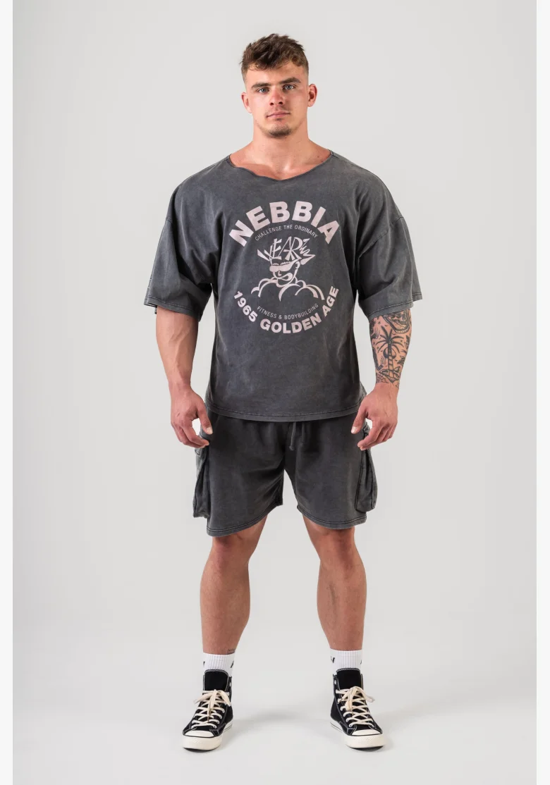 NEBBIA • NEBBIA Washed bavlnený rag top GOLDEN AGE černý • Nebshop.cz