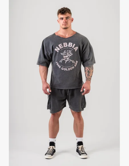 NEBBIA • NEBBIA Washed bavlnený rag top GOLDEN AGE černý • Nebshop.cz