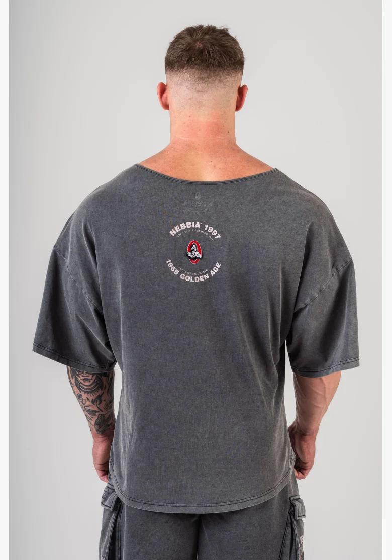 NEBBIA • NEBBIA Washed bavlnený rag top GOLDEN AGE černý • Nebshop.cz
