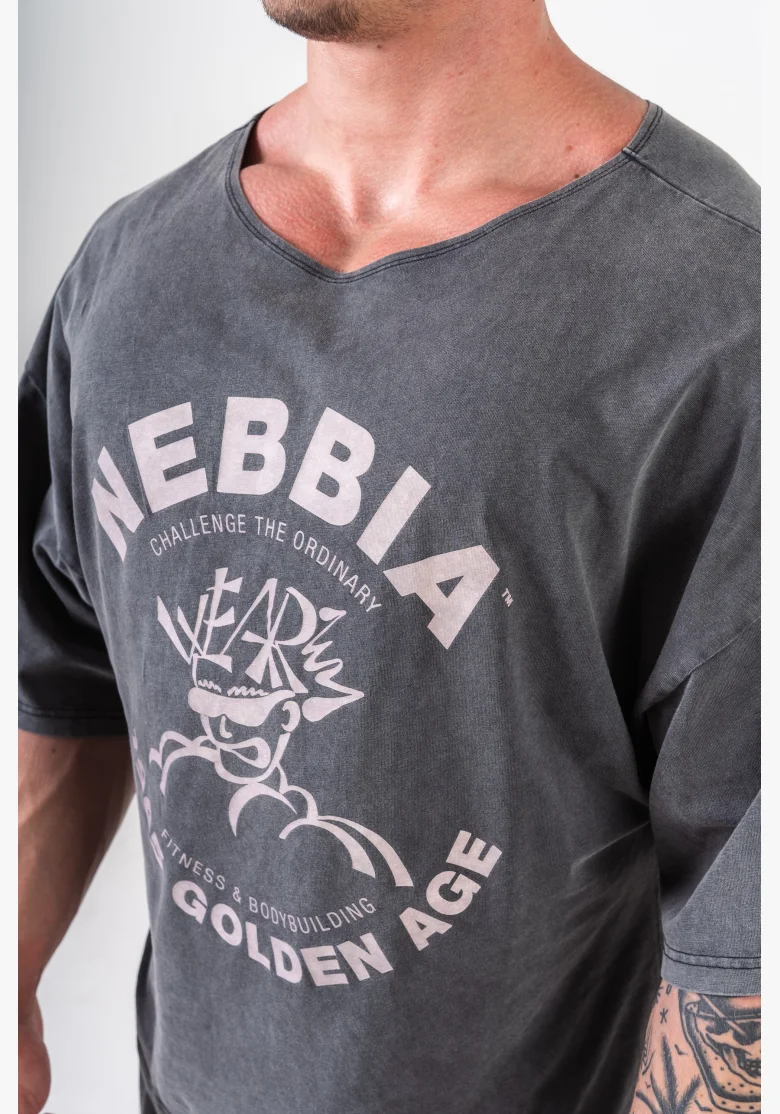 NEBBIA • NEBBIA Washed bavlnený rag top GOLDEN AGE černý • Nebshop.cz