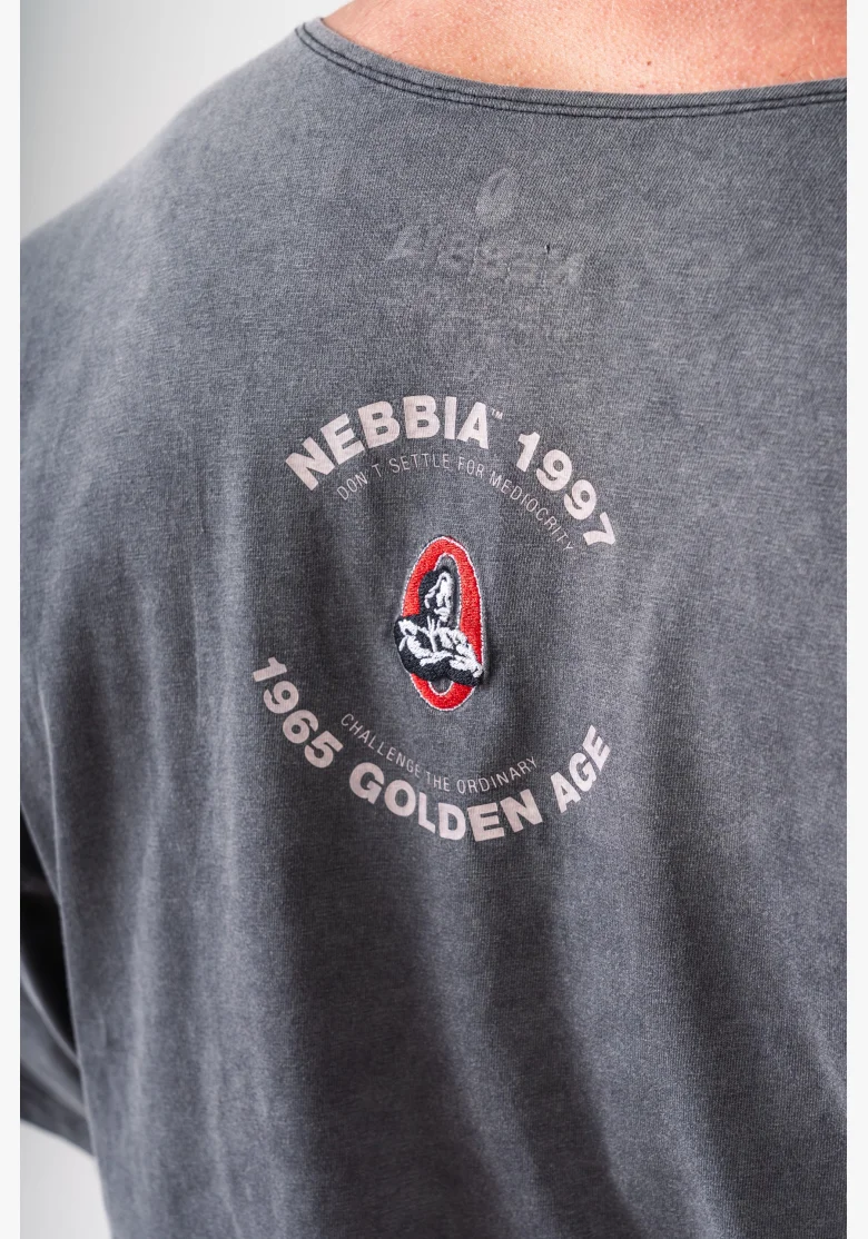 NEBBIA • NEBBIA Washed bavlnený rag top GOLDEN AGE černý • Nebshop.cz