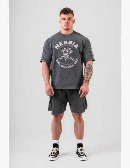 NEBBIA • NEBBIA Washed oversized tričko GOLDEN AGE černé • Nebshop.cz