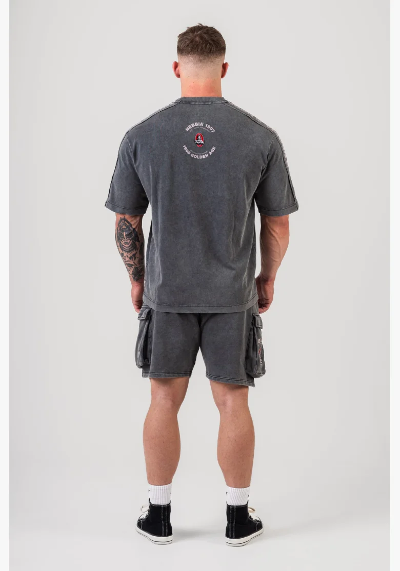 NEBBIA • NEBBIA Washed oversized tričko GOLDEN AGE černé • Nebshop.cz
