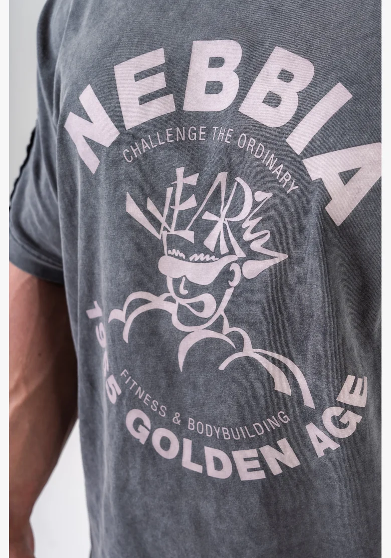 NEBBIA • NEBBIA Washed oversized tričko GOLDEN AGE černé • Nebshop.cz