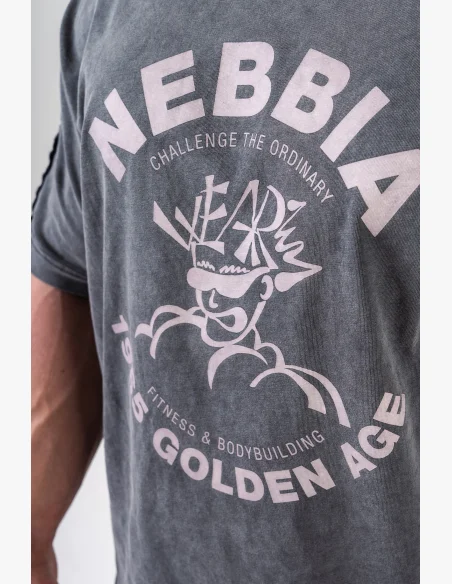 NEBBIA • NEBBIA Washed oversized tričko GOLDEN AGE černé • Nebshop.cz