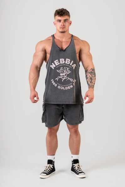 NEBBIA • NEBBIA Washed muscle back stringer GOLDEN AGE černé • Nebshop.cz