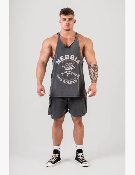 NEBBIA • NEBBIA Washed muscle back stringer GOLDEN AGE černé • Nebshop.cz