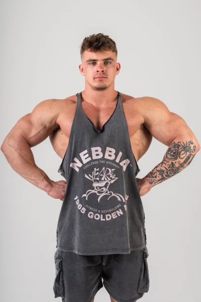 NEBBIA • NEBBIA Washed muscle back stringer GOLDEN AGE černé • Nebshop.cz 2