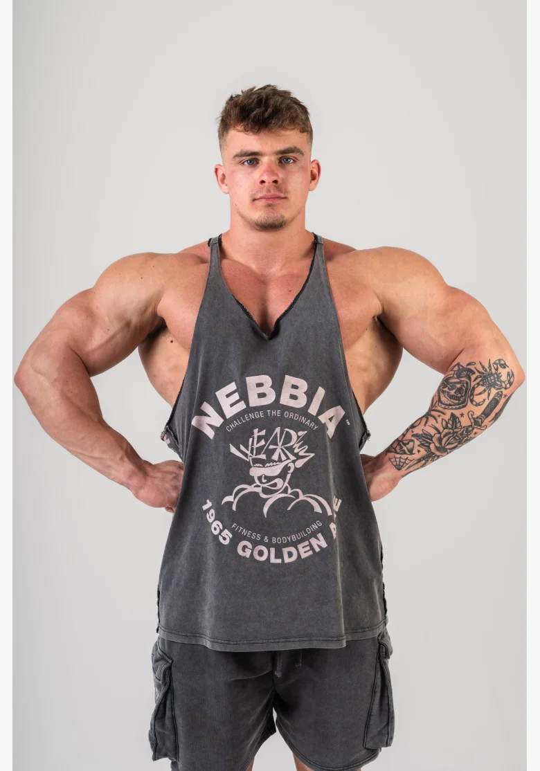NEBBIA • NEBBIA Washed muscle back stringer GOLDEN AGE černé • Nebshop.cz