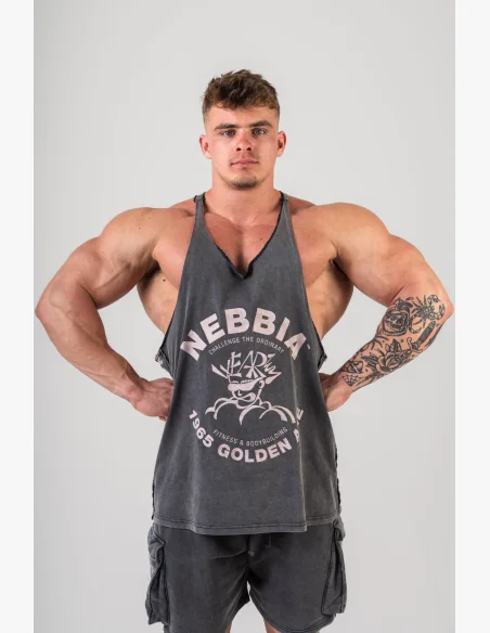 NEBBIA • NEBBIA Washed muscle back stringer GOLDEN AGE černé • Nebshop.cz