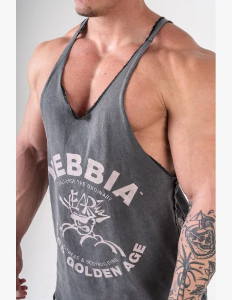 NEBBIA • NEBBIA Washed muscle back stringer GOLDEN AGE černé • Nebshop.cz