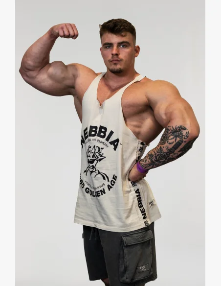 NEBBIA • NEBBIA Washed muscle back stringer GOLDEN AGE šedé • Nebshop.cz