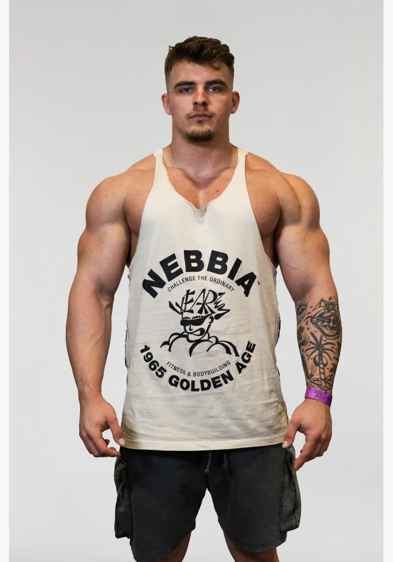 NEBBIA • NEBBIA Washed muscle back stringer GOLDEN AGE šedé • Nebshop.cz