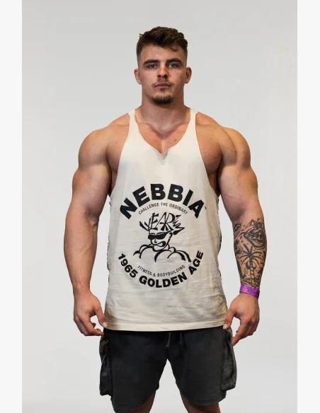 NEBBIA • NEBBIA Washed muscle back stringer GOLDEN AGE šedé • Nebshop.cz