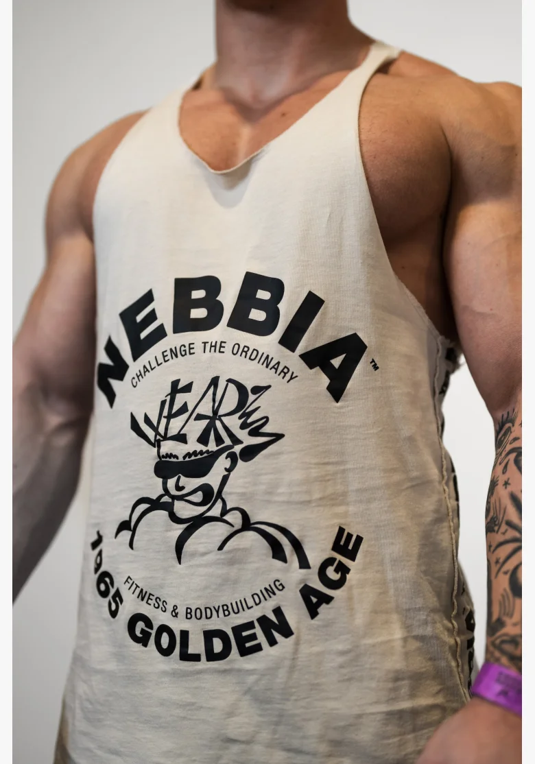 NEBBIA • NEBBIA Washed muscle back stringer GOLDEN AGE šedé • Nebshop.cz