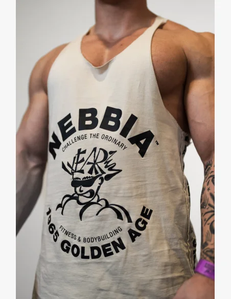 NEBBIA • NEBBIA Washed muscle back stringer GOLDEN AGE šedé • Nebshop.cz