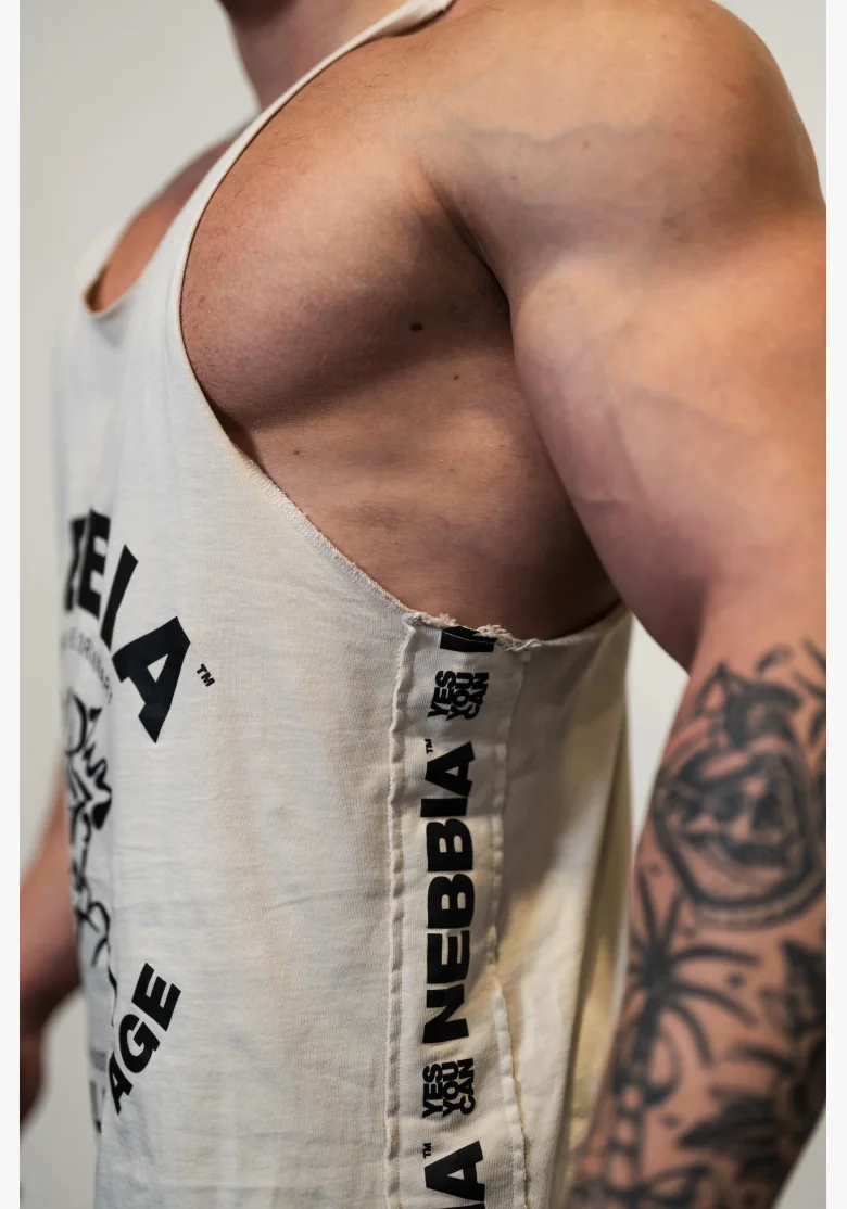 NEBBIA • NEBBIA Washed muscle back stringer GOLDEN AGE šedé • Nebshop.cz