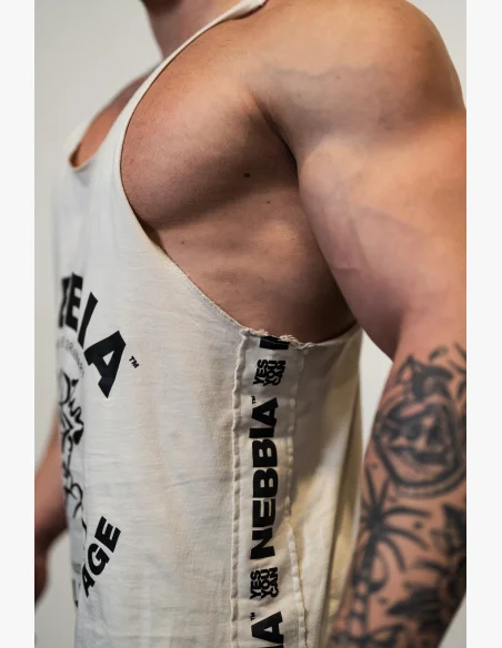 NEBBIA • NEBBIA Washed muscle back stringer GOLDEN AGE šedé • Nebshop.cz