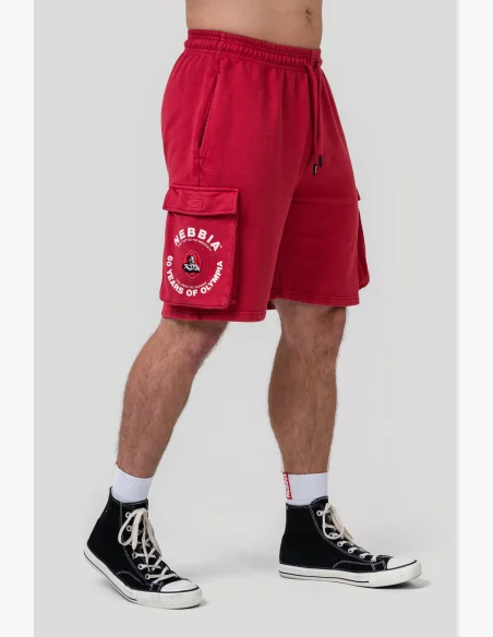 NEBBIA • NEBBIA Washed volné cargo šortky LEGACY červené • Nebshop.cz