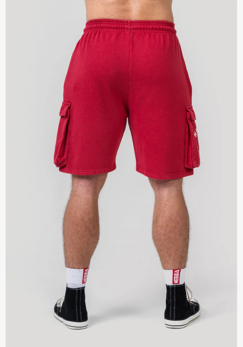 NEBBIA • NEBBIA Washed volné cargo šortky LEGACY červené • Nebshop.cz