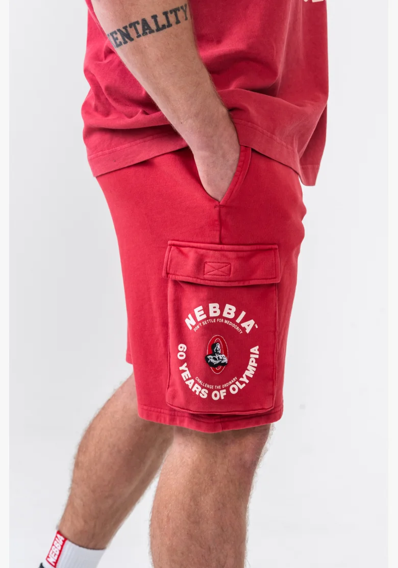 NEBBIA • NEBBIA Washed volné cargo šortky LEGACY červené • Nebshop.cz