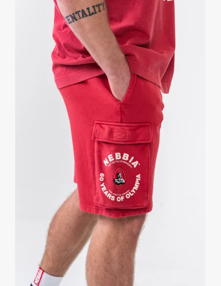 NEBBIA • NEBBIA Washed volné cargo šortky LEGACY červené • Nebshop.cz