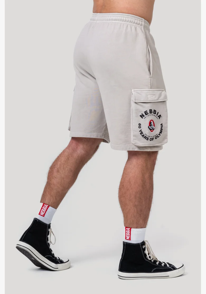 NEBBIA • NEBBIA Washed volné cargo šortky LEGACY šedé • Nebshop.cz