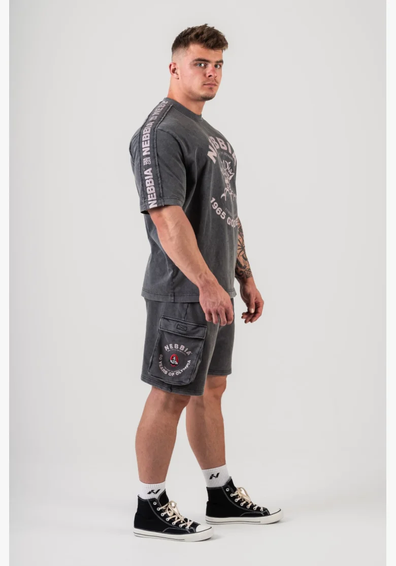 NEBBIA • NEBBIA Washed volné cargo šortky LEGACY šedé • Nebshop.cz