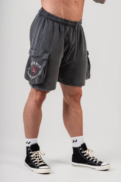 NEBBIA • NEBBIA Washed volné cargo šortky LEGACY šedé • Nebshop.cz
