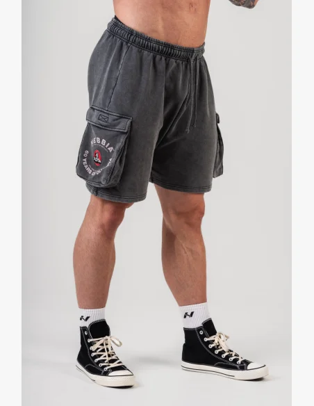 NEBBIA • NEBBIA Washed volné cargo šortky LEGACY šedé • Nebshop.cz