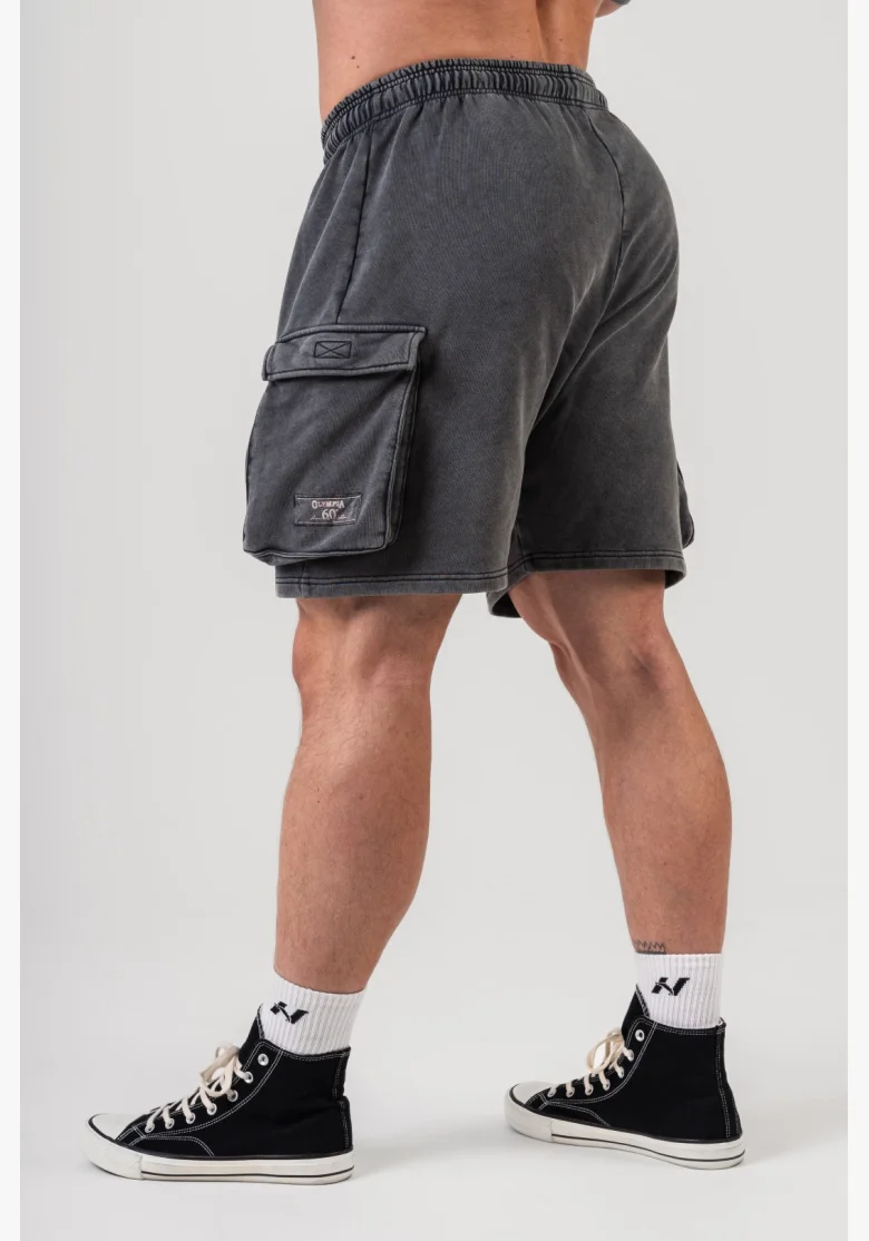 NEBBIA • NEBBIA Washed volné cargo šortky LEGACY šedé • Nebshop.cz