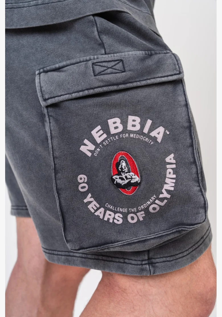 NEBBIA • NEBBIA Washed volné cargo šortky LEGACY šedé • Nebshop.cz