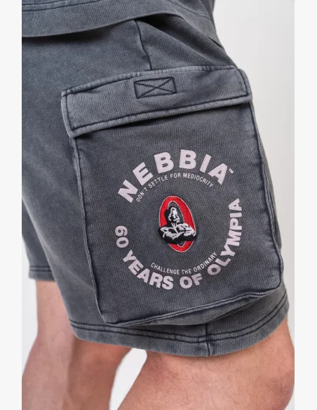 NEBBIA • NEBBIA Washed volné cargo šortky LEGACY šedé • Nebshop.cz