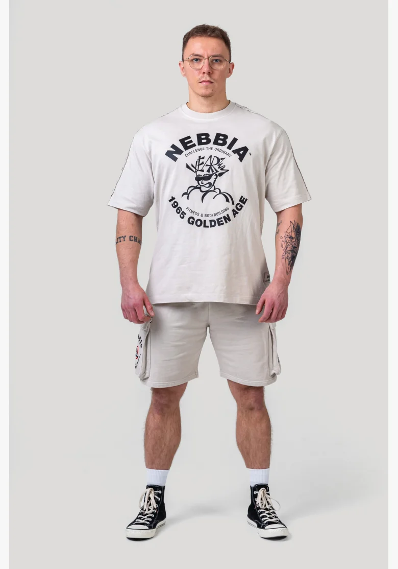 NEBBIA • NEBBIA Washed oversized tričko GOLDEN AGE šedé • Nebshop.cz