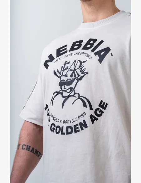 NEBBIA • NEBBIA Washed oversized tričko GOLDEN AGE šedé • Nebshop.cz