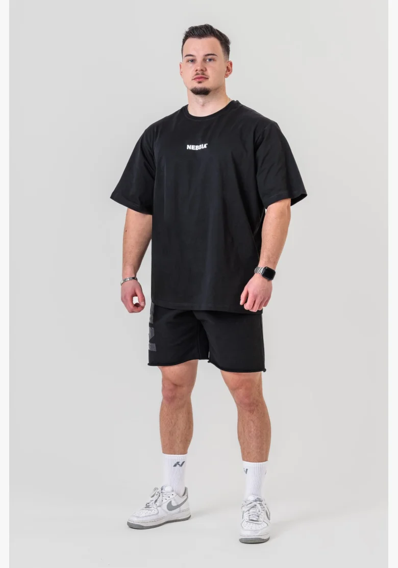 NEBBIA • NEBBIA GYM ESSENTIALS Oversized tričko černé • Nebshop.cz
