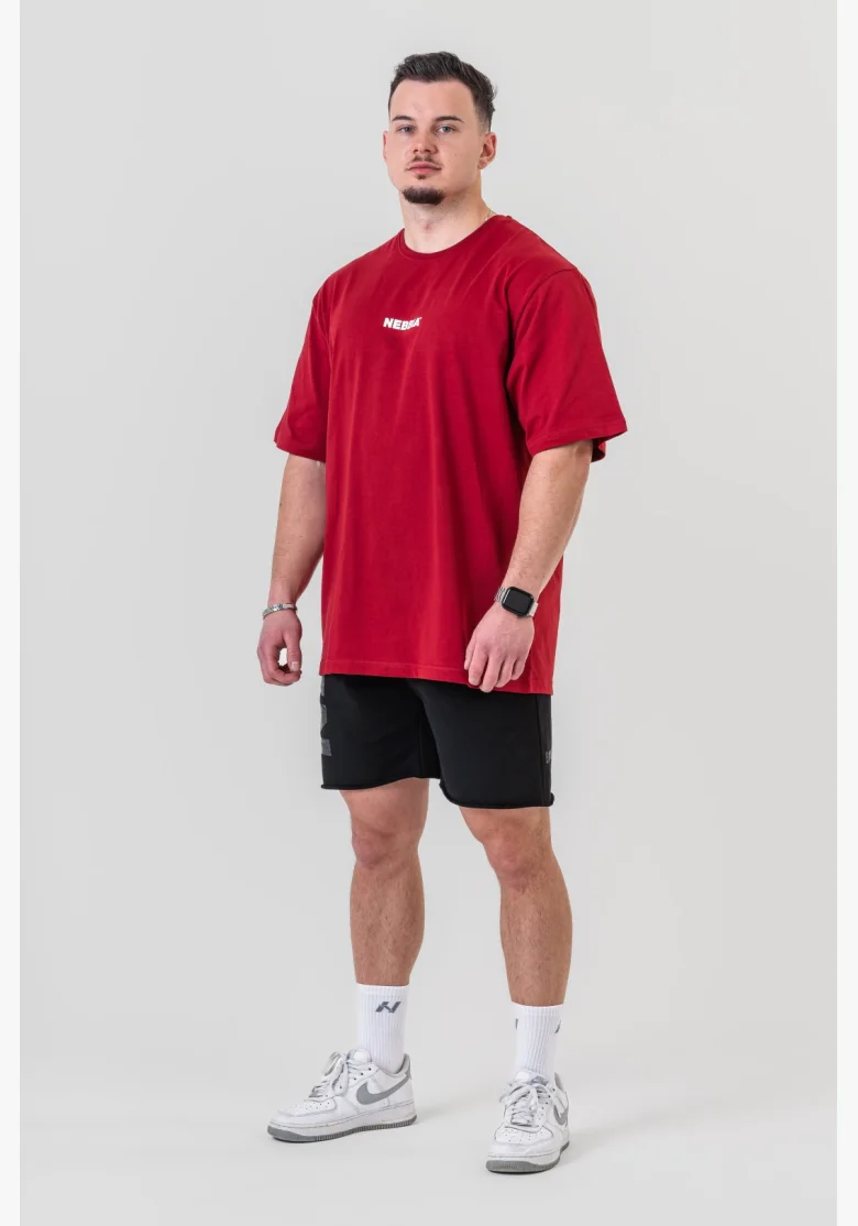 NEBBIA • NEBBIA GYM ESSENTIALS Oversized tričko červené • Nebshop.cz