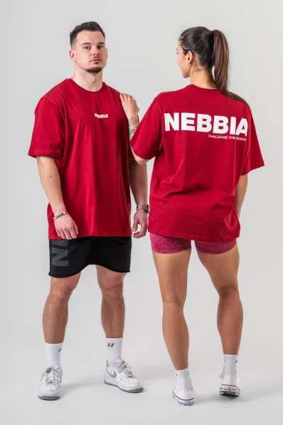 NEBBIA • NEBBIA GYM ESSENTIALS Oversized tričko červené • Nebshop.cz