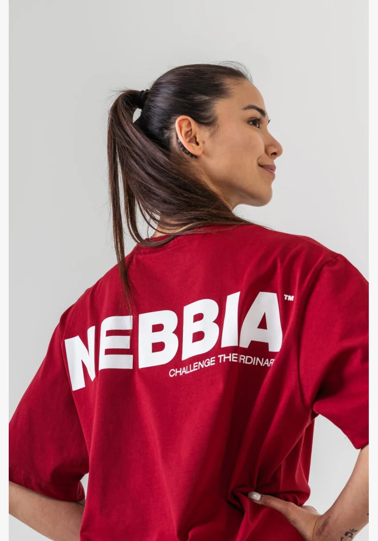 NEBBIA • NEBBIA GYM ESSENTIALS Oversized tričko červené • Nebshop.cz