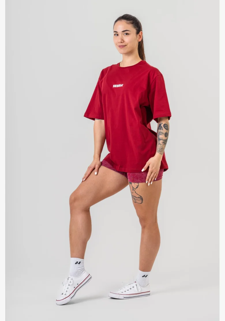 NEBBIA • NEBBIA GYM ESSENTIALS Oversized tričko červené • Nebshop.cz