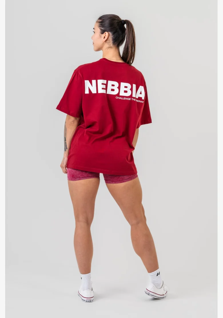 NEBBIA • NEBBIA GYM ESSENTIALS Oversized tričko červené • Nebshop.cz