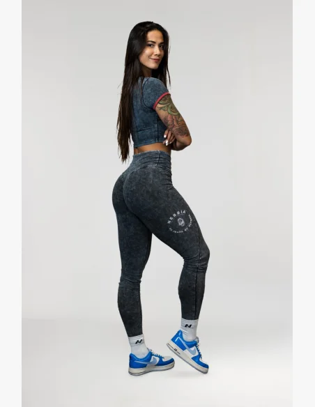 NEBBIA • NEBBIA Washed fitness legíny s vysokým pasem GYM WARRIOR • Nebshop.cz