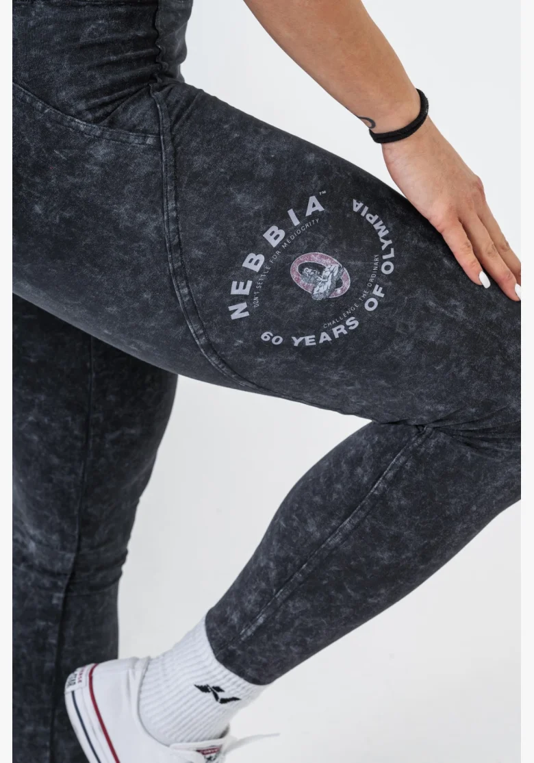 NEBBIA • NEBBIA Washed fitness legíny s vysokým pasem GYM WARRIOR • Nebshop.cz
