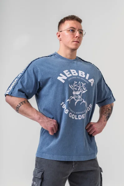 NEBBIA • NEBBIA Washed oversized tričko GOLDEN AGE modré • Nebshop.cz 2